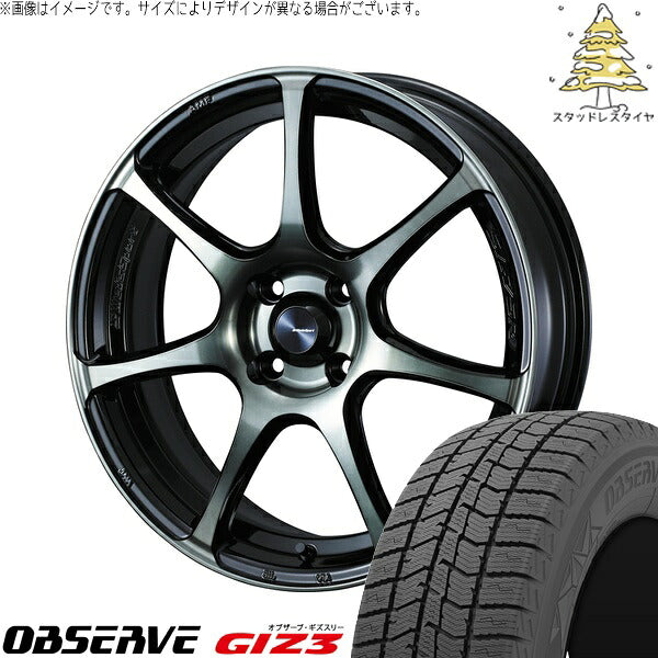 トーヨータイヤ オブザーブ GIZ3 195/65R16 ＋ ウェッズスポーツ SA75R ウォースブラッククリアー 16インチ 6.5J +42 4H100P スタッドレス・ホイール4本セット。1枚目。