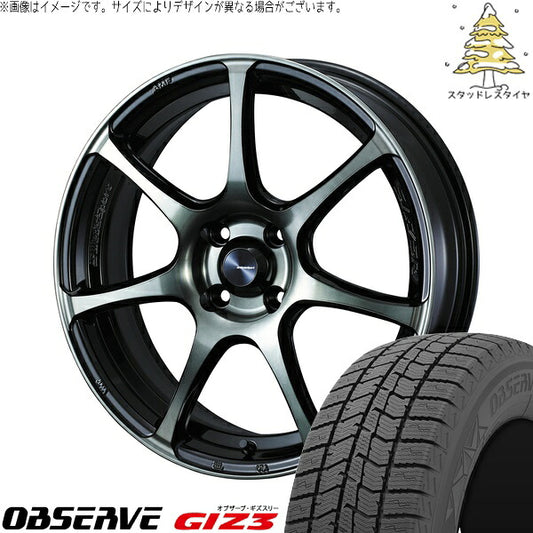 トーヨータイヤ オブザーブ GIZ3 195/45R17 ＋ ウェッズスポーツ SA75R ウォースブラッククリアー 17インチ 6.5J +42 4H100P スタッドレス・ホイール4本セット。1枚目。