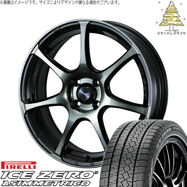 ピレリ アイスゼロアシンメトリコ 175/65R15 ＋ ウェッズスポーツ SA75R ウォースブラッククリアー 15インチ 6J +48 4H100P スタッドレス・ホイール4本セット。1枚目。