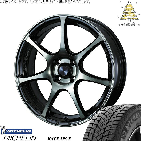 ミシュラン エックスアイス スノー 185/55R16 ＋ ウェッズスポーツ SA75R ウォースブラッククリアー 16インチ 6.5J +50 4H100P スタッドレス・ホイール4本セット。1枚目。