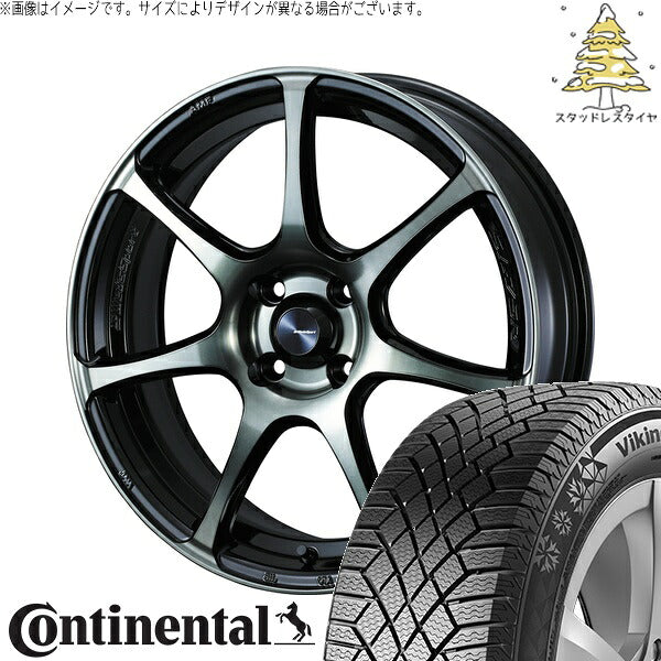 コンチネンタル バイキングコンタクト7 185/55R15 ＋ ウェッズスポーツ SA75R ウォースブラッククリアー 15インチ 6J +48 4H100P スタッドレス・ホイール4本セット。1枚目。