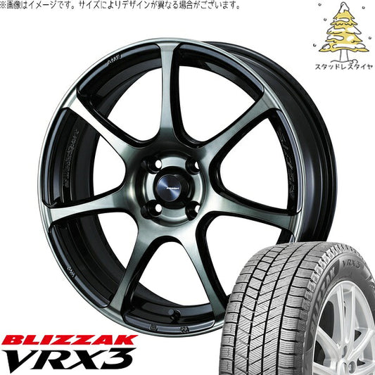 ブリヂストン ブリザック VRX3 195/45R17 ＋ ウェッズスポーツ SA75R ウォースブラッククリアー 17インチ 6.5J +42 4H100P スタッドレス・ホイール4本セット。1枚目。