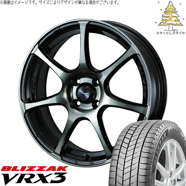 ブリヂストン ブリザック VRX3 175/55R15 ＋ ウェッズスポーツ SA75R ウォースブラッククリアー 15インチ 6J +48 4H100P スタッドレス・ホイール4本セット。1枚目。