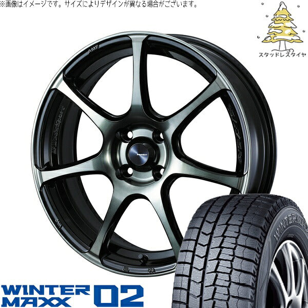 ダンロップ ウィンターマックス02 165/60R15 ＋ ウェッズスポーツ SA75R ウォースブラッククリアー 15インチ 5J +45 4H100P スタッドレス・ホイール4本セット。1枚目。
