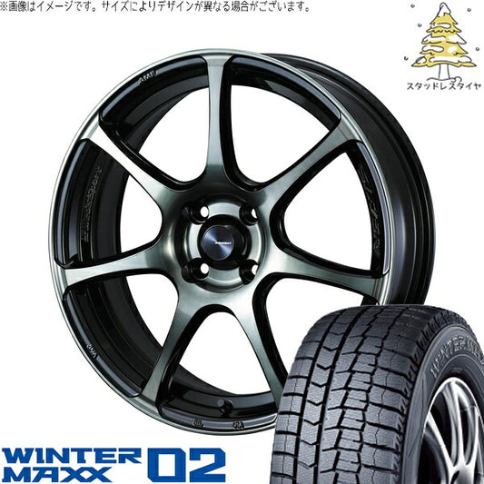 ダンロップ ウィンターマックス02 215/65R16 ＋ ウェッズスポーツ SA75R ウォースブラッククリアー 16インチ 6.5J +42 4H100P スタッドレス・ホイール4本セット。1枚目。