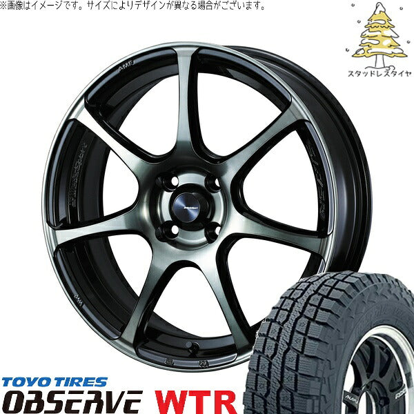 トーヨータイヤ オブザーブ W/T-R 215/65R16 ＋ ウェッズスポーツ SA75R ウォースブラッククリアー 16インチ 6.5J +42 4H100P スタッドレス・ホイール4本セット。1枚目。