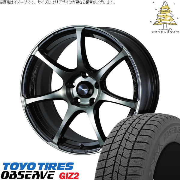 トーヨータイヤ OBSERVE 215/55R17 ＋ ウェッズスポーツ SA75R ウォースブラッククリアー 17インチ 7.5J +45 5H114.3P スタッドレス・ホイール4本セット。1枚目。