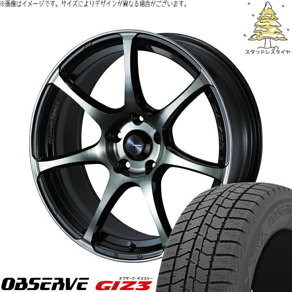 トーヨータイヤ オブザーブ GIZ3 225/60R17 ＋ ウェッズスポーツ SA75R ウォースブラッククリアー 17インチ 7J +40 5H114.3P スタッドレス・ホイール4本セット。1枚目。