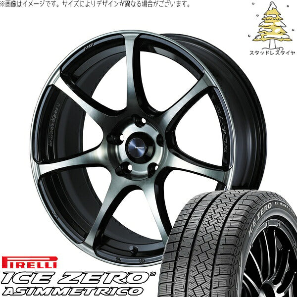 ピレリ アイスゼロアシンメトリコ 225/45R17 ＋ ウェッズスポーツ SA75R ウォースブラッククリアー 17インチ 7J +40 5H114.3P スタッドレス・ホイール4本セット。1枚目。
