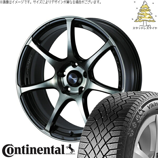 コンチネンタル バイキングコンタクト7 235/40R18 ＋ ウェッズスポーツ SA75R ウォースブラッククリアー 18インチ 8.5J +35 5H114.3P スタッドレス・ホイール4本セット。1枚目。