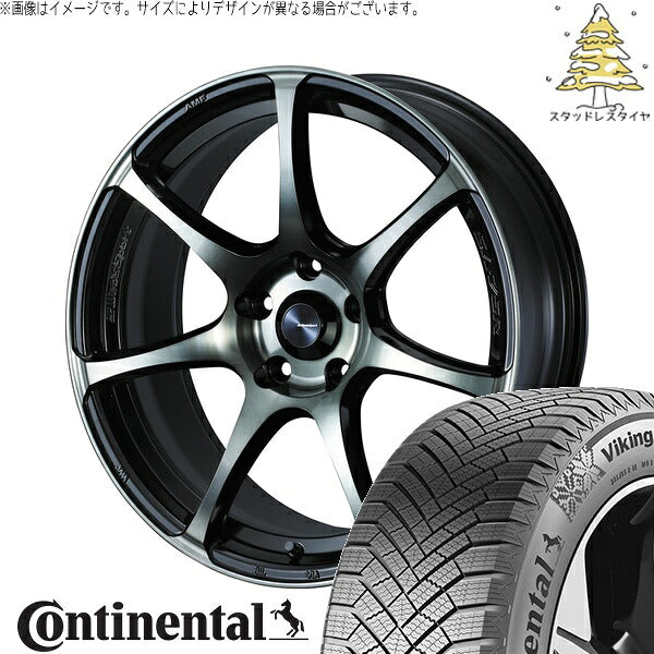 コンチネンタル バイキングコンタクト8 215/45R17 ＋ ウェッズスポーツ SA75R ウォースブラッククリアー 17インチ 7J +45 5H100P スタッドレス・ホイール4本セット。1枚目。