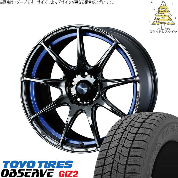 トーヨータイヤ OBSERVE 215/45R18 ＋ ウェッズスポーツ SA99R ブルーライトクローム2 18インチ 8J +42 5H114.3P スタッドレス・ホイール4本セット。1枚目。