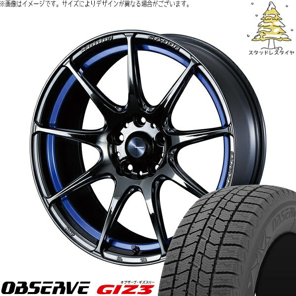トーヨータイヤ オブザーブ GIZ3 195/45R17 ＋ ウェッズスポーツ SA99R ブルーライトクローム2 17インチ 6.5J +50 4H100P スタッドレス・ホイール4本セット。1枚目。