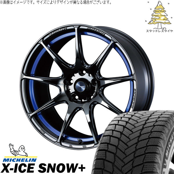 ミシュラン エックスアイス スノー+ 225/45R18 ＋ ウェッズスポーツ SA99R ブルーライトクローム2 18インチ 7.5J +35 5H114.3P スタッドレス・ホイール4本セット。1枚目。