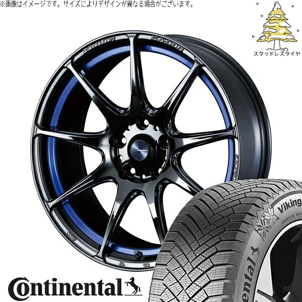 コンチネンタル バイキングコンタクト8 235/60R18 ＋ ウェッズスポーツ SA99R ブルーライトクローム2 18インチ 7.5J +35 5H114.3P スタッドレス・ホイール4本セット。1枚目。