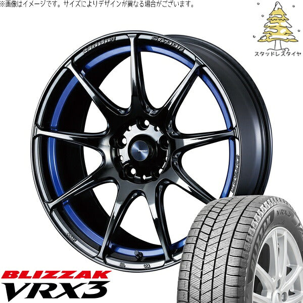 ブリヂストン ブリザック VRX3 225/55R18 ＋ ウェッズスポーツ SA99R ブルーライトクローム2 18インチ 7.5J +35 5H114.3P スタッドレス・ホイール4本セット。1枚目。