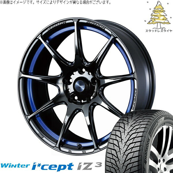 ハンコック ウィンターアイセプト IZ3X W636A 225/60R18 ＋ ウェッズスポーツ SA99R ブルーライトクローム2 18インチ 7.5J +35 5H114.3P スタッドレス・ホイール4本セット。1枚目。