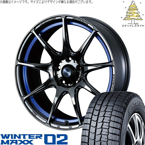 ダンロップ ウィンターマックス02 215/45R17 ＋ ウェッズスポーツ SA99R ブルーライトクローム2 17インチ 7.5J +45 5H114.3P スタッドレス・ホイール4本セット。1枚目。