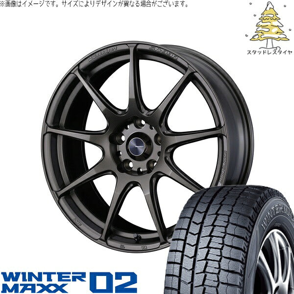 ダンロップ ウィンターマックス02 225/60R17 ＋ ウェッズスポーツ SA99R EJブロンズ 17インチ 7J +53 5H114.3P スタッドレス・ホイール4本セット。1枚目。