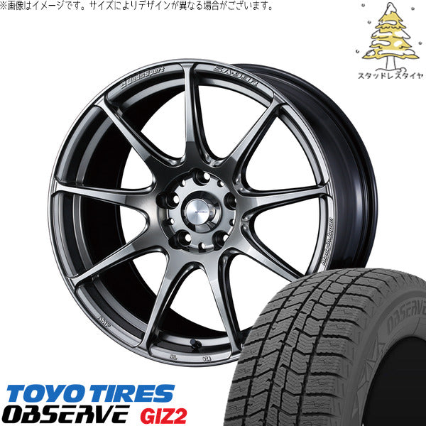 トーヨータイヤ OBSERVE 225/55R17 ＋ ウェッズスポーツ SA99R プラチナシルバーブラック 17インチ 7J +48 5H100P スタッドレス・ホイール4本セット。1枚目。