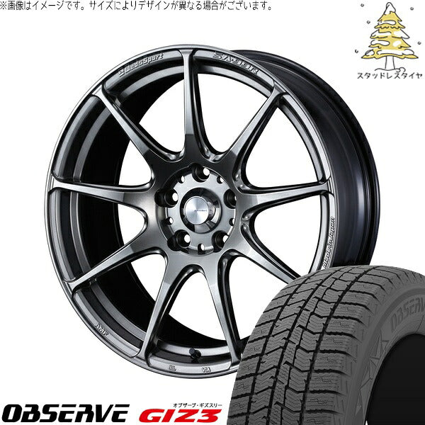 トーヨータイヤ オブザーブ GIZ3 215/45R17 ＋ ウェッズスポーツ SA99R プラチナシルバーブラック 17インチ 7J +48 5H114.3P スタッドレス・ホイール4本セット。1枚目。