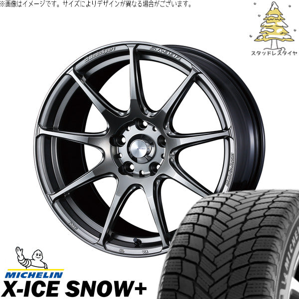 ミシュラン エックスアイス スノー+ 225/45R18 ＋ ウェッズスポーツ SA99R プラチナシルバーブラック 18インチ 7.5J +45 5H114.3P スタッドレス・ホイール4本セット。1枚目。