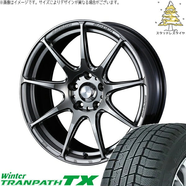 トーヨータイヤ ウィンタートランパス TX 225/55R17 ＋ ウェッズスポーツ SA99R プラチナシルバーブラック 17インチ 7J +40 5H114.3P スタッドレス・ホイール4本セット。1枚目。