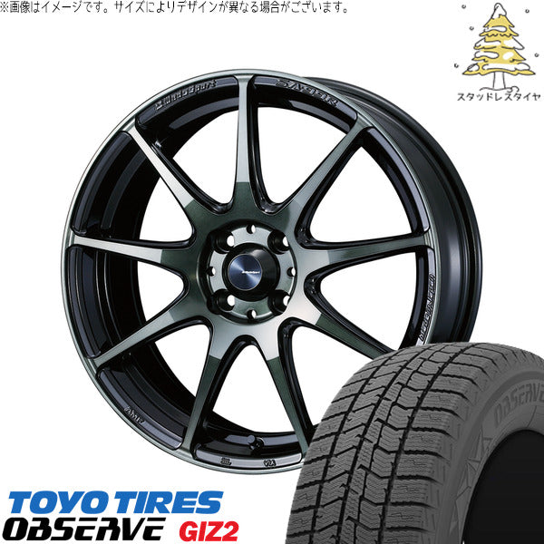 トーヨータイヤ OBSERVE 195/65R16 ＋ ウェッズスポーツ SA99R ウォースブラッククリアー 16インチ 6.5J +42 4H100P スタッドレス・ホイール4本セット。1枚目。