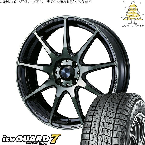 ヨコハマタイヤ アイスガードセブン IG70 195/65R16 ＋ ウェッズスポーツ SA99R ウォースブラッククリアー 16インチ 6.5J +42 4H100P スタッドレス・ホイール4本セット。1枚目。
