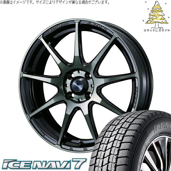 グッドイヤー アイスナビ7 175/60R16 ＋ ウェッズスポーツ SA99R ウォースブラッククリアー 16インチ 5J +45 4H100P スタッドレス・ホイール4本セット。1枚目。