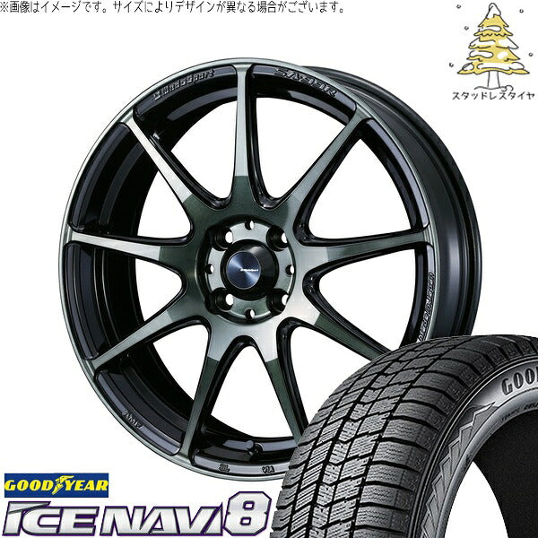 グッドイヤー アイスナビ8 195/50R16 ＋ ウェッズスポーツ SA99R ウォースブラッククリアー 16インチ 6.5J +50 4H100P スタッドレス・ホイール4本セット。1枚目。