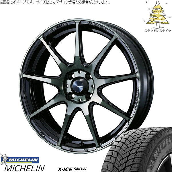 ミシュラン エックスアイス スノー 185/65R15 ＋ ウェッズスポーツ SA99R ウォースブラッククリアー 15インチ 6J +48 4H100P スタッドレス・ホイール4本セット。1枚目。