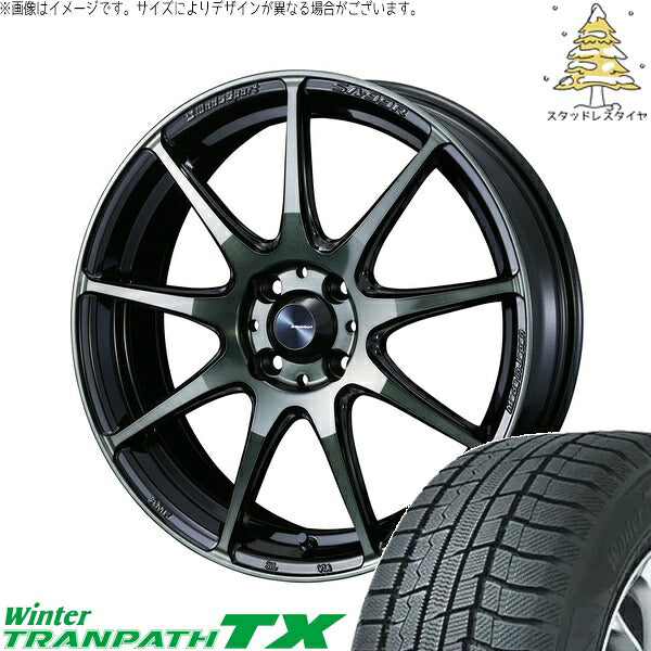 トーヨータイヤ ウィンタートランパス TX 165/55R15 ＋ ウェッズスポーツ SA99R ウォースブラッククリアー 15インチ 5J +45 4H100P スタッドレス・ホイール4本セット。1枚目。