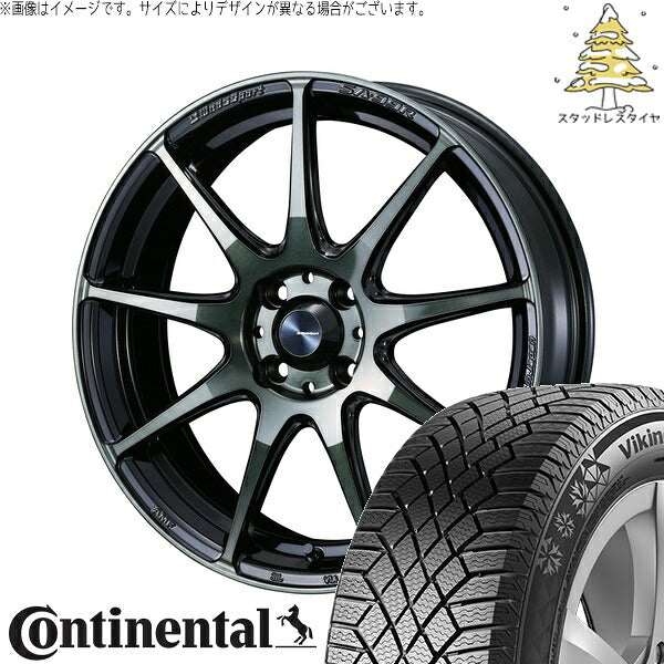 コンチネンタル バイキングコンタクト7 175/55R15 ＋ ウェッズスポーツ SA99R ウォースブラッククリアー 15インチ 6J +48 4H100P スタッドレス・ホイール4本セット。1枚目。