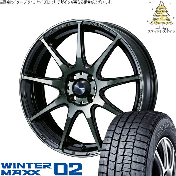ダンロップ ウィンターマックス02 185/60R15 ＋ ウェッズスポーツ SA99R ウォースブラッククリアー 15インチ 6J +48 4H100P スタッドレス・ホイール4本セット。1枚目。