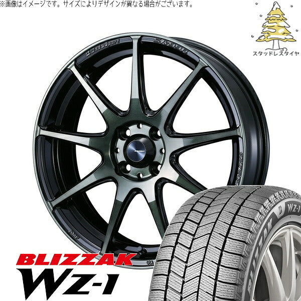 ブリヂストン ブリザック WZ-1 195/65R16 ＋ ウェッズスポーツ SA99R ウォースブラッククリアー 16インチ 6.5J +42 4H100P スタッドレス・ホイール4本セット。1枚目。