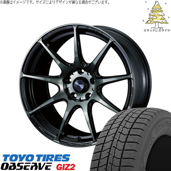 トーヨータイヤ OBSERVE 215/55R17 ＋ ウェッズスポーツ SA99R ウォースブラッククリアー 17インチ 7J +40 5H114.3P スタッドレス・ホイール4本セット。1枚目。