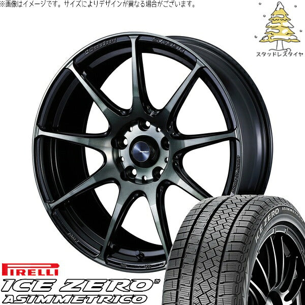 ピレリ アイスゼロアシンメトリコ 215/55R17 ＋ ウェッズスポーツ SA99R ウォースブラッククリアー 17インチ 7.5J +45 5H114.3P スタッドレス・ホイール4本セット。1枚目。