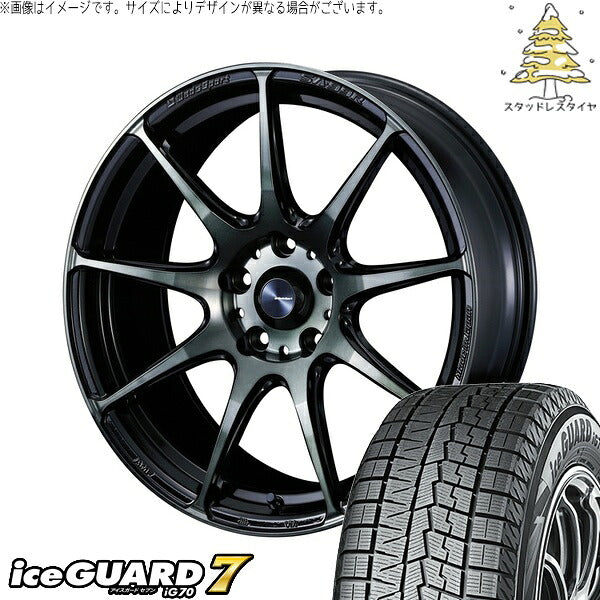 ヨコハマタイヤ アイスガードセブン IG70 225/50R17 ＋ ウェッズスポーツ SA99R ウォースブラッククリアー 17インチ 7.5J +45 5H114.3P スタッドレス・ホイール4本セット。1枚目。