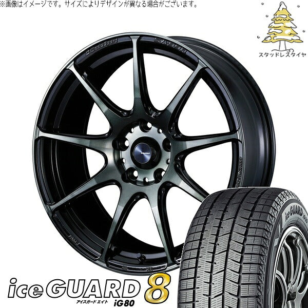 ヨコハマタイヤ アイスガードエイト IG80 225/40R18 ＋ ウェッズスポーツ SA99R ウォースブラッククリアー 18インチ 7.5J +45 5H114.3P スタッドレス・ホイール4本セット。1枚目。
