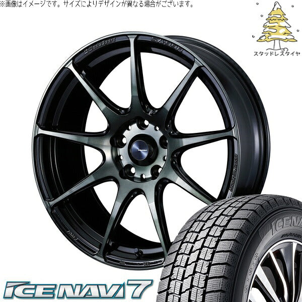 グッドイヤー アイスナビ7 215/40R18 ＋ ウェッズスポーツ SA99R ウォースブラッククリアー 18インチ 7.5J +35 5H114.3P スタッドレス・ホイール4本セット。1枚目。