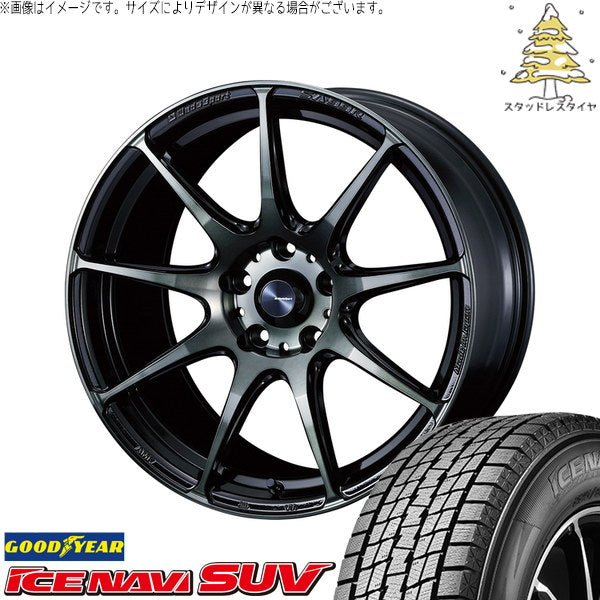 グッドイヤー アイスナビ SUV 215/50R18 ＋ ウェッズスポーツ SA99R ウォースブラッククリアー 18インチ 7.5J +45 5H114.3P スタッドレス・ホイール4本セット。1枚目。
