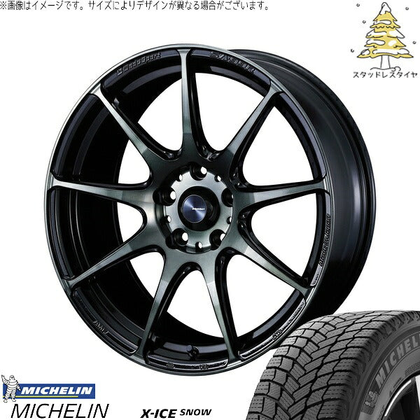 ミシュラン エックスアイス スノー 215/55R17 ＋ ウェッズスポーツ SA99R ウォースブラッククリアー 17インチ 7J +48 5H114.3P スタッドレス・ホイール4本セット。1枚目。