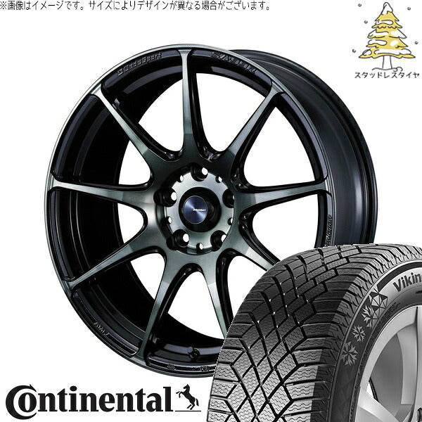 コンチネンタル バイキングコンタクト7 205/55R17 ＋ ウェッズスポーツ SA99R ウォースブラッククリアー 17インチ 7J +40 5H114.3P スタッドレス・ホイール4本セット。1枚目。