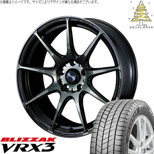 ブリヂストン ブリザック VRX3 225/55R18 ＋ ウェッズスポーツ SA99R ウォースブラッククリアー 18インチ 7.5J +35 5H114.3P スタッドレス・ホイール4本セット。1枚目。