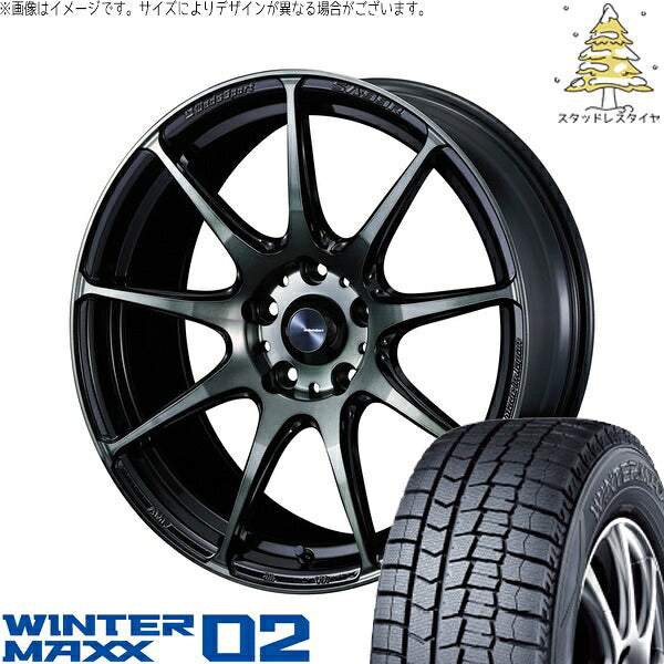 ダンロップ ウィンターマックス02 215/55R17 ＋ ウェッズスポーツ SA99R ウォースブラッククリアー 17インチ 7J +53 5H114.3P スタッドレス・ホイール4本セット。1枚目。
