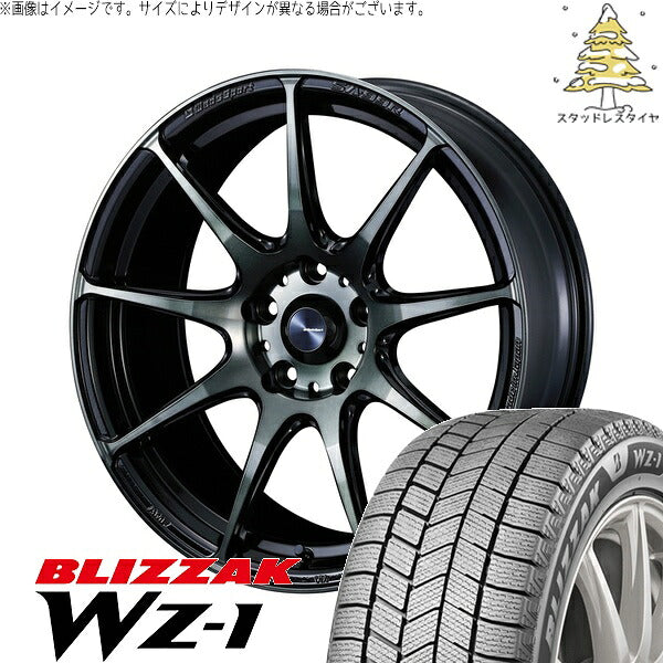 ブリヂストン ブリザック WZ-1 215/60R17 ＋ ウェッズスポーツ SA99R ウォースブラッククリアー 17インチ 7J +40 5H114.3P スタッドレス・ホイール4本セット。1枚目。