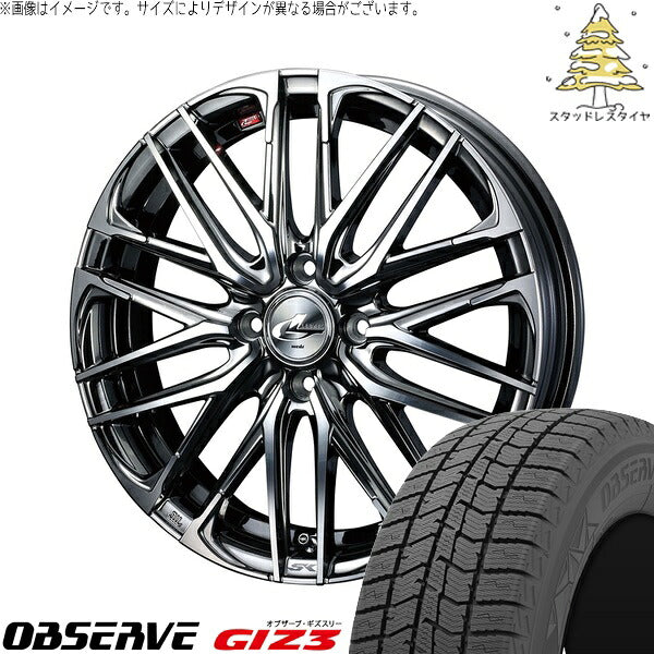 トーヨータイヤ オブザーブ GIZ3 185/60R16 ＋ レオニス SK ブラックメタルコート/ミラーカット 16インチ 6J +42 4H100P スタッドレス・ホイール4本セット。1枚目。
