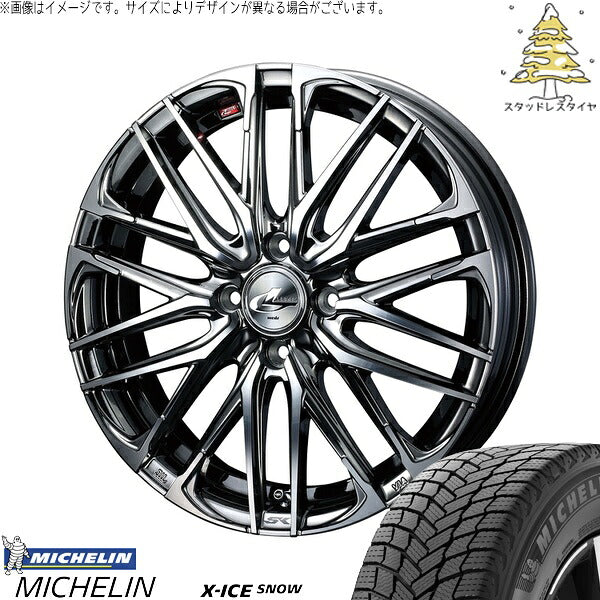 ミシュラン エックスアイス スノー 185/60R16 ＋ レオニス SK ブラックメタルコート/ミラーカット 16インチ 6J +42 4H100P スタッドレス・ホイール4本セット。1枚目。
