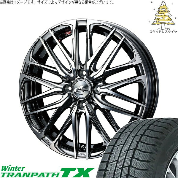 トーヨータイヤ ウィンタートランパス TX 165/55R15 ＋ レオニス SK ブラックメタルコート/ミラーカット 15インチ 4.5J +45 4H100P スタッドレス・ホイール4本セット。1枚目。